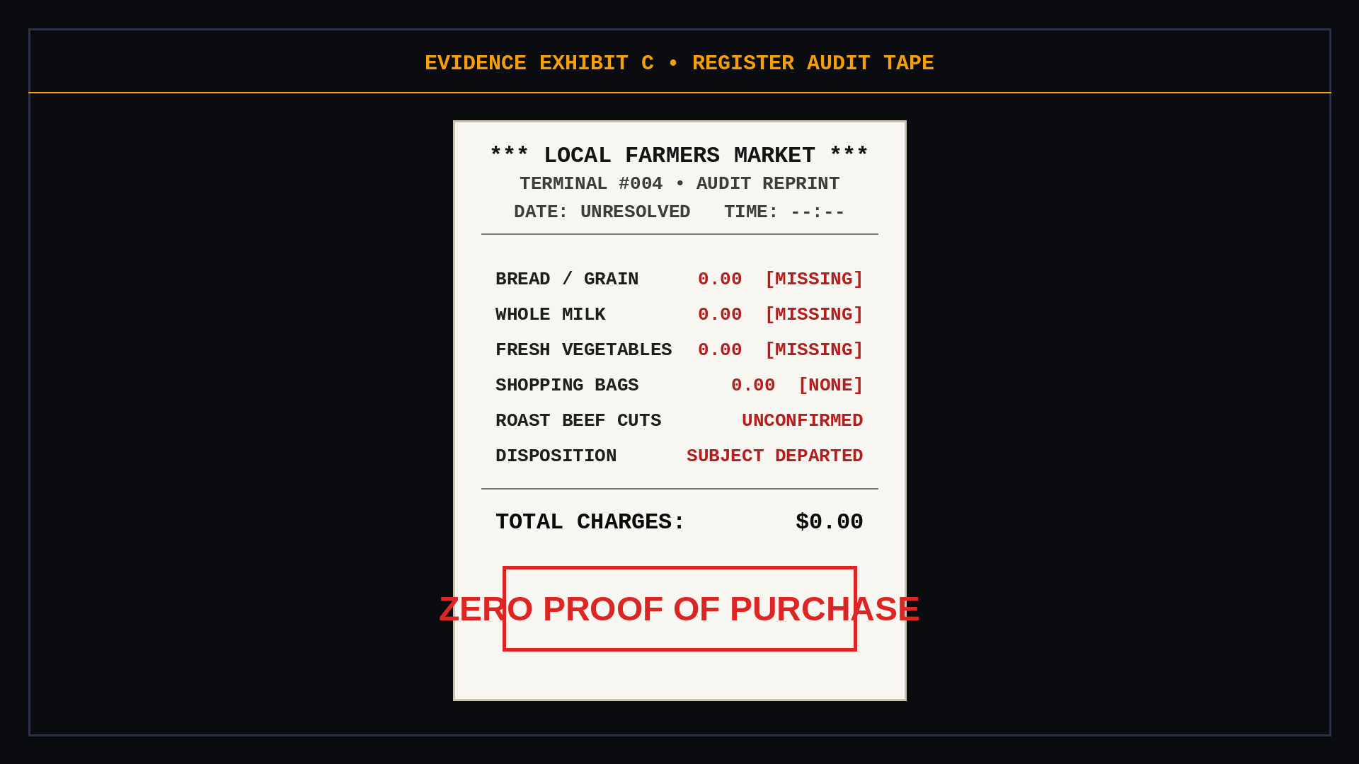 Exhibit C: Till Receipt